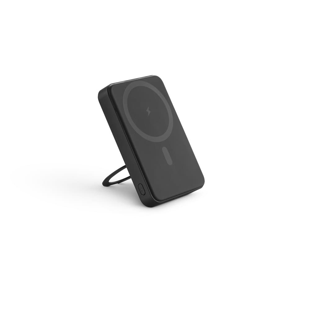 WARSHEL 10. Bateria portátil magnética em ABS 100% reciclado com suporte, carregador por indução (wireless) super-rápido 15W e capacidade de 10'000 mAh Code.: 97143