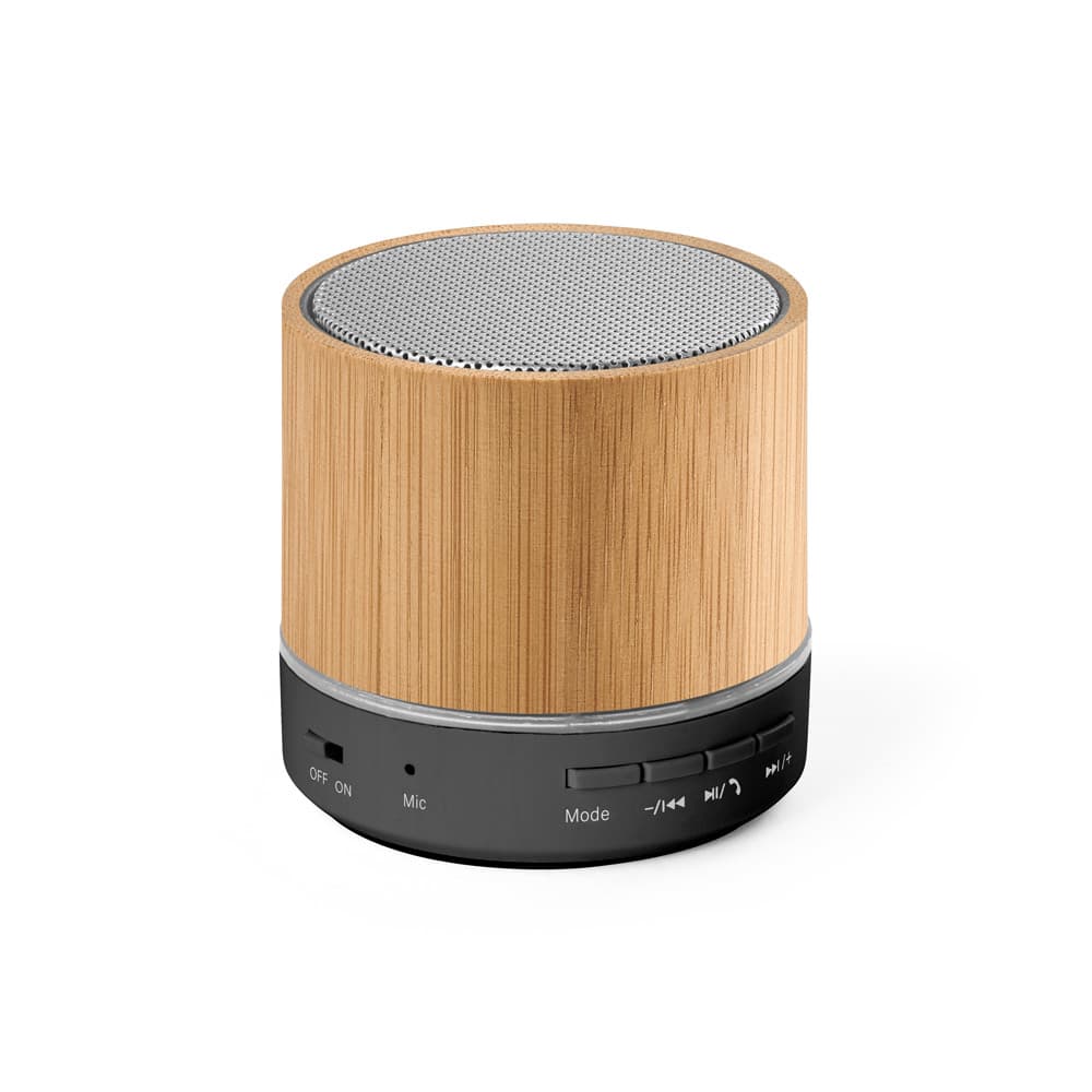RE-GLASHOW. Caixa de som portátil em bambu e ABS 100% reciclado com microfone e autonomia de 4h30 Code.: 97441