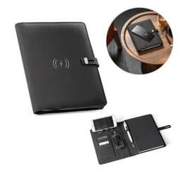 ELEVATE A5 FOLDER. Pasta A5 em poliéster 100% reciclado 300D com carregador wireless embutido 5'000 mAh e bloco com 1280 páginas pautadas Code.: 53581 - foto 2