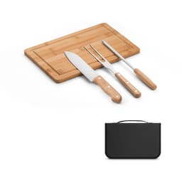 MOUSSAKA. Kit churrasco em estojo de 210D e tábua em bambu com 3 utensílios em aço inox e madeira de seringueira Code.: 94107 - foto 2