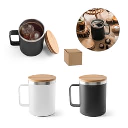 LAUDA. Copo de viagem em aço inox 90% reciclado, térmico com parede dupla isolada a vácuo e tampa em bambu 420 mL Code.: 94276 - foto 2