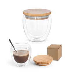 ECUADOR M. Copo em vidro isotérmico (borossilicato), térmico com parede dupla isolada a ar e tampa de bambu 250 mL Code.: 94766 - foto 2