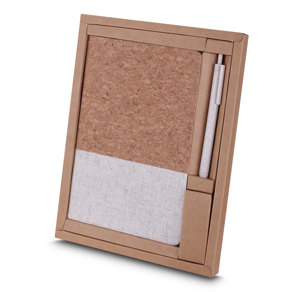 Kit Escritório A5 Capa em Cortiça e Caneta Plástica Reciclada - Code.: CAD300P