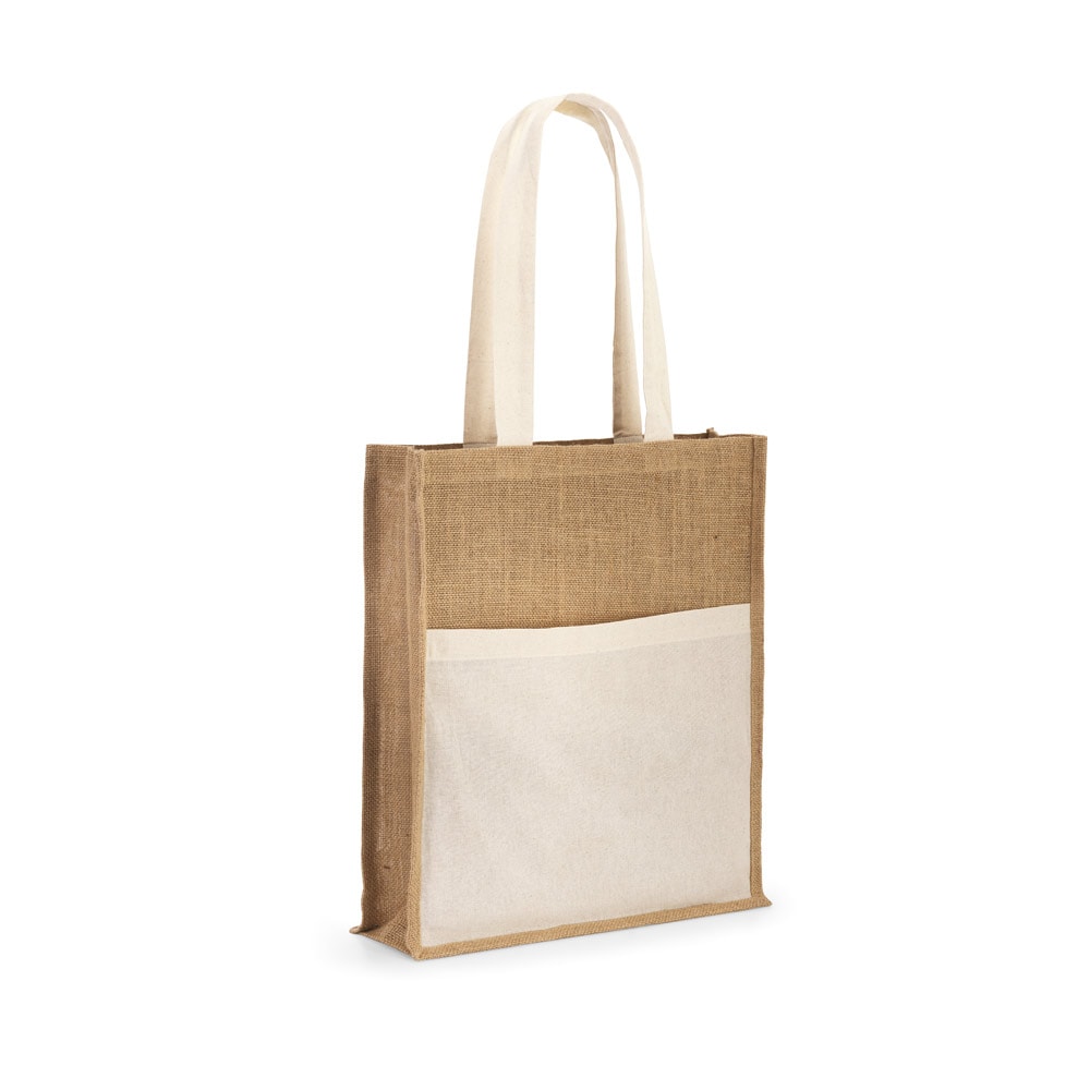 BRAGA. Sacola em 100% juta (240 g/m²) e bolso em 100% algodão (140 g/m²) Code.: 92823