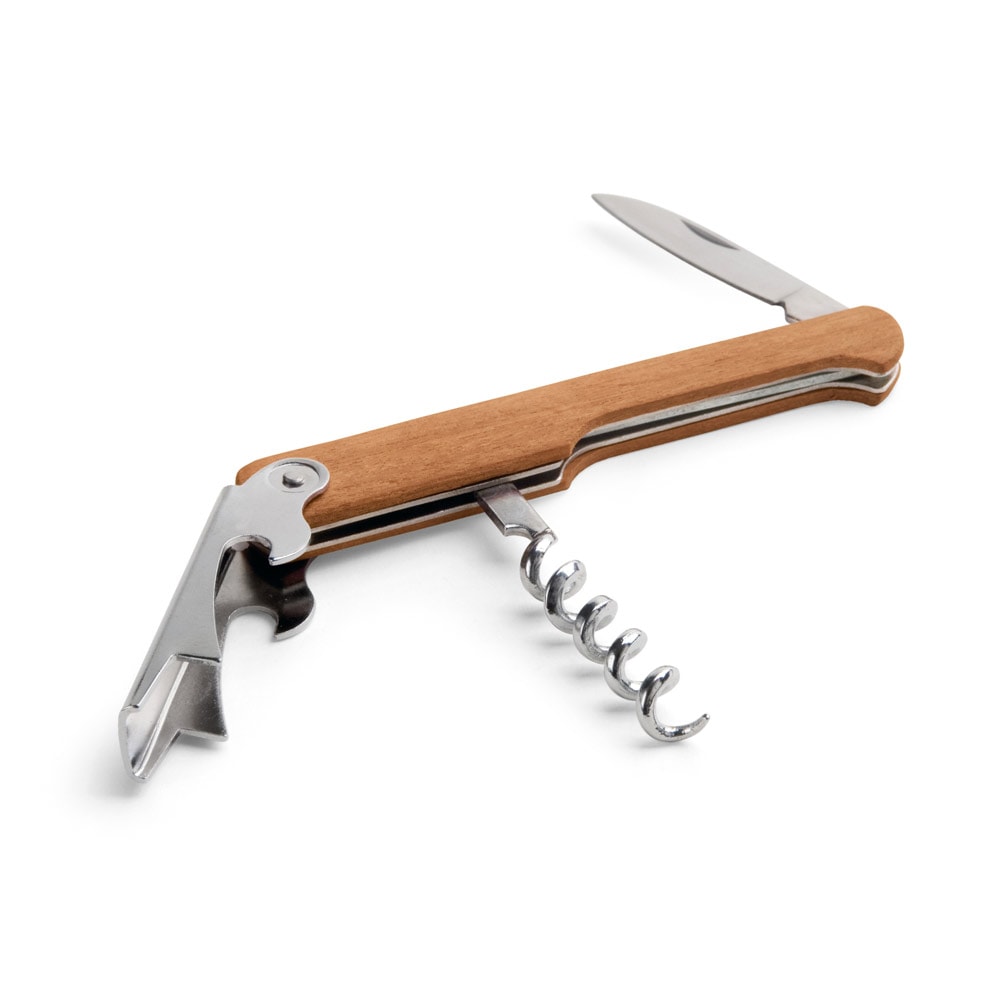 CARIN. Saca-rolhas em madeira com abridor de garrafa e canivete de sommelier Code.: 94114
