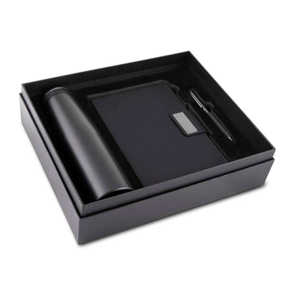 Kit escritório Caderno, Garrafa e Caneta Metalica - Code.: CJ300P