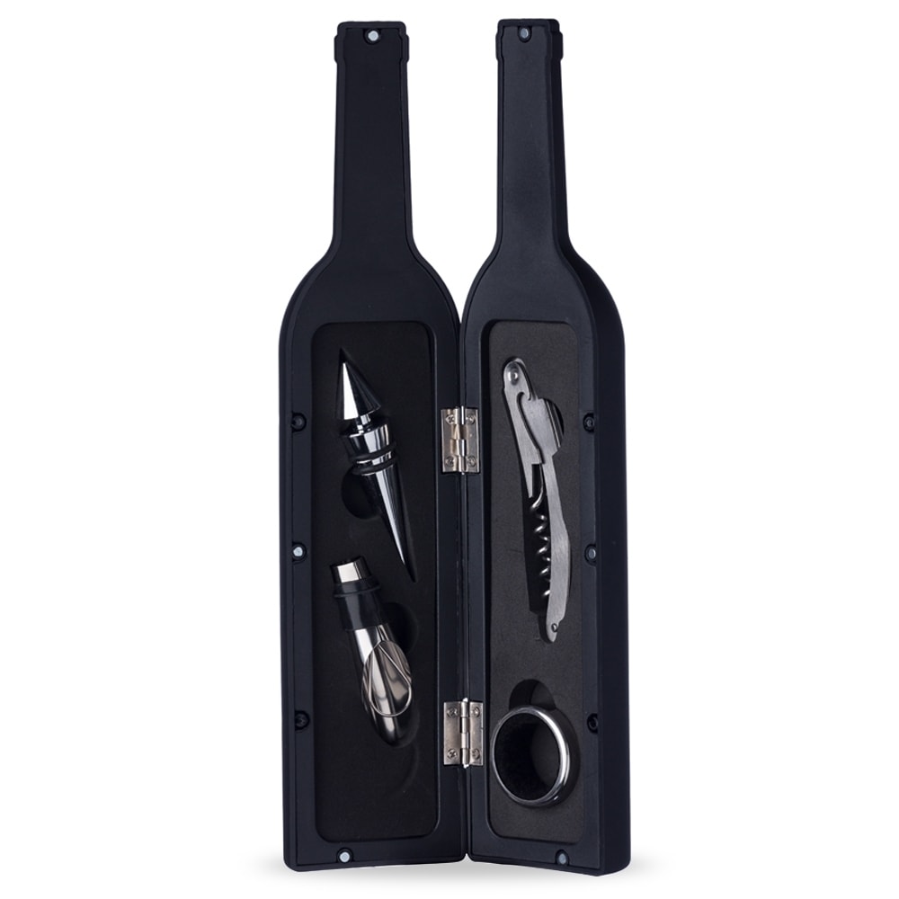 KIT VINHO PLÁSTICO RESISTENTE 4 PEÇAS  FORMATO GARRAFA  - Code.: 12384