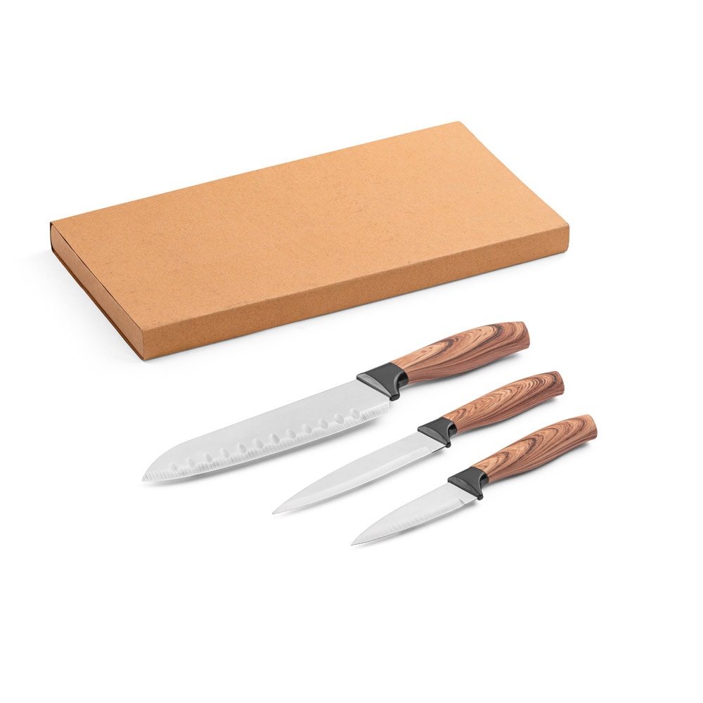 BAHARAT. Conjunto de 3 facas de cozinha com lâmina em aço inox e cabo ergonómico Code.: 94395