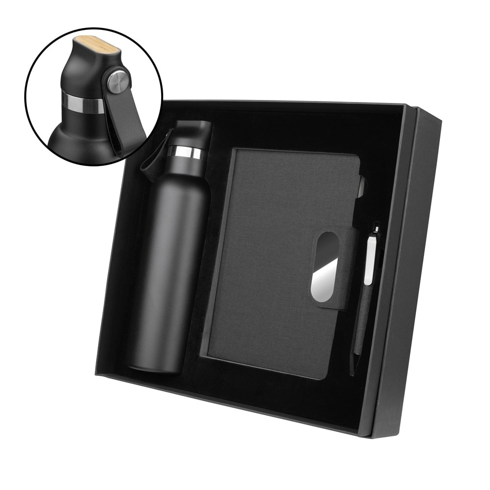 KIT ESCRITÓRIO CADERNO, GARRAFA E CANETA - Code.: 15581